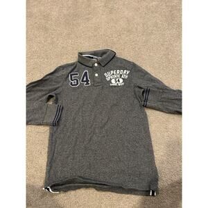 Superdry Classic‎ Pique Polo Men’s Long Sleeve Gray Size Small
